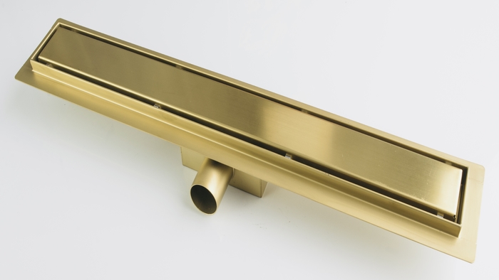 Как будет выглядеть трап для душа под золото в ванной комнате